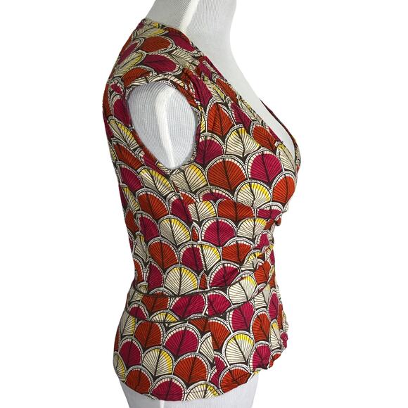 H&M Women's Bold Bright Print V-Neck Wrap Blouse Top SIZE 6 - Picture 2 of 8